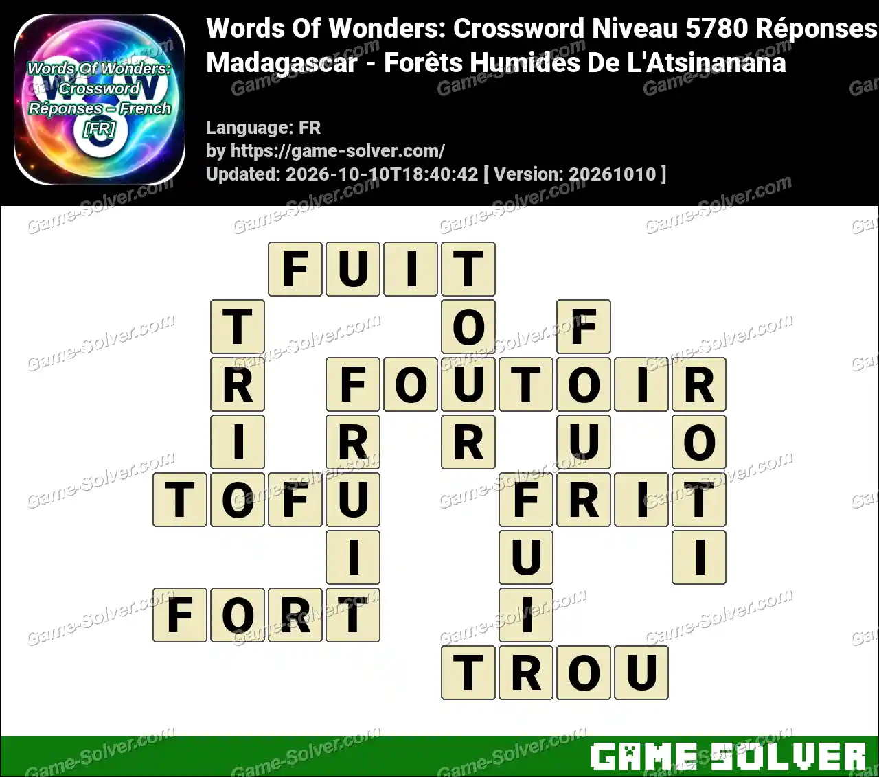 Words Of Wonders: Crossword Niveau 5780 Réponses – Madagascar – Forêts Humides De L’Atsinanana